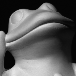 A photo of a model frog.